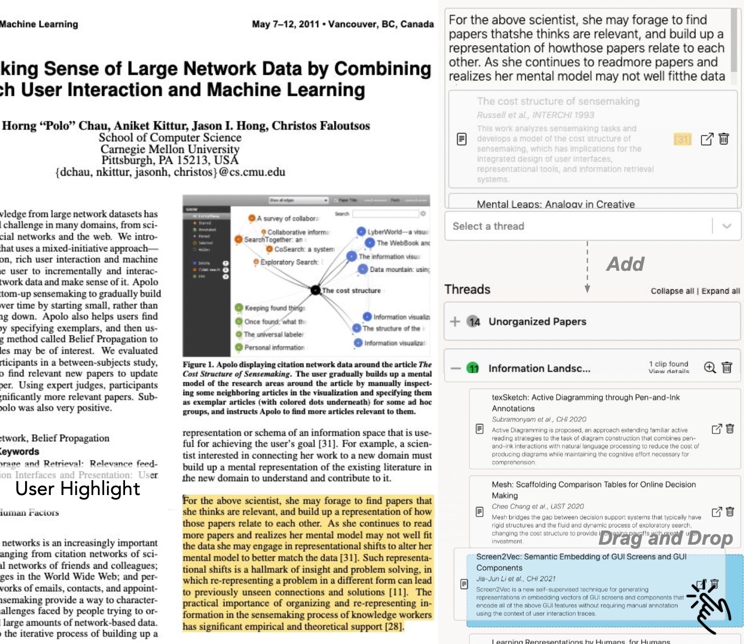 Threddy: An Interactive System for Personalized Thread-based Exploration and Organization of Scientific Literature